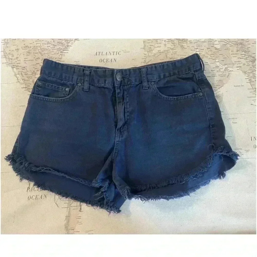 Free People Frayed High Rise Denim
Shorts Size 30 Blue